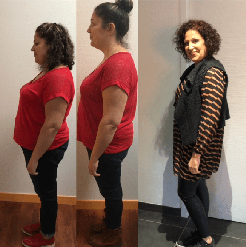 Femme avant après un rééquilibrage alimentaire par Émilie coach en nutrition à Roanne