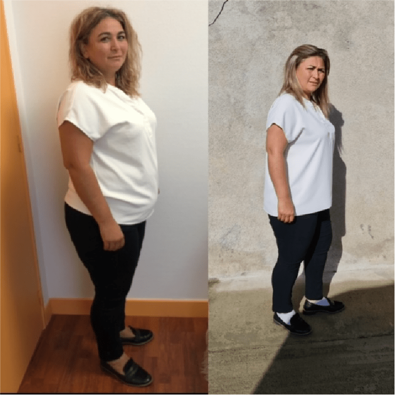 Femme avant après un rééquilibrage alimentaire par Émilie coach en nutrition à Roanne